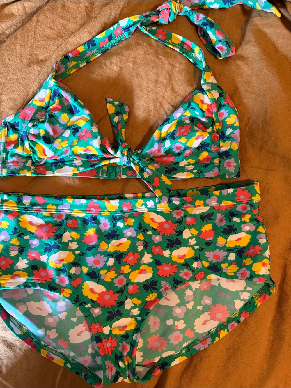 Boden Green Floral Two-Piece Bikini Set